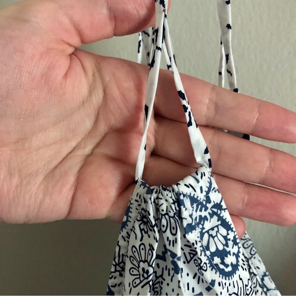 Rebecca Taylor Blue and White Cactus Fleur Tie Strap Mini Sun Dress - Picture 8 of 12